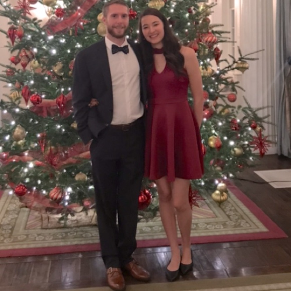 Choker neck maroon dress